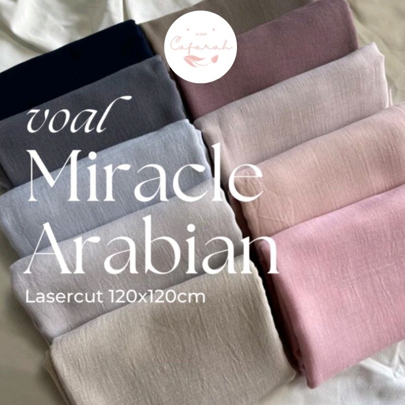 CAFARAH OFFICIAL Hijab Segiempat Voal Miracle Arabian 120x120 cm Tepi Lasercut Kerudung Polos Voal A