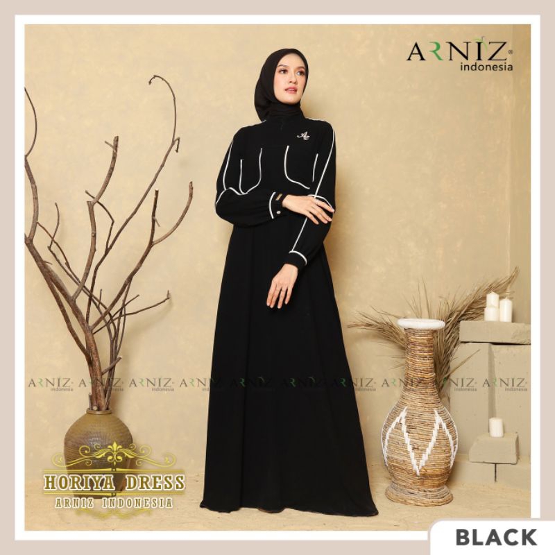 Horiya Dress ( Dress Only ) By Arniz  Khusus Hitam & Putih  READY SIAP KIRIM