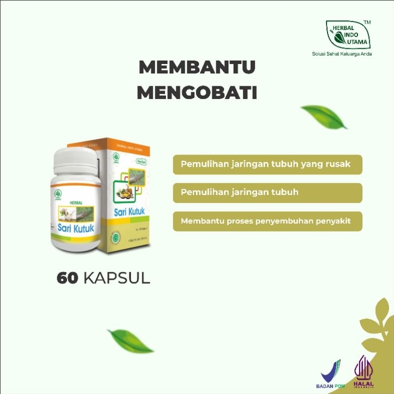 

SARI KUTUK mempercepat penyembuhan luka herbal indo utama 60 kapsul 1 botol kapsul serbuk