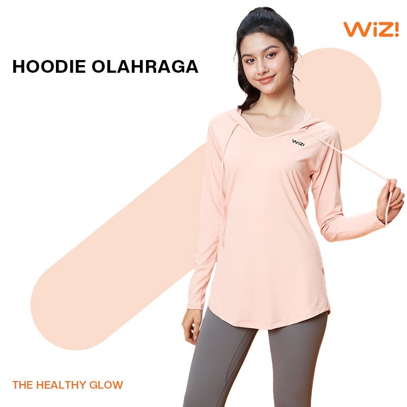 WiZi Baju Atasan Olahraga Wanita T-Shirt Yoga Hoodie Olahraga Lengan Panjang (LP07)