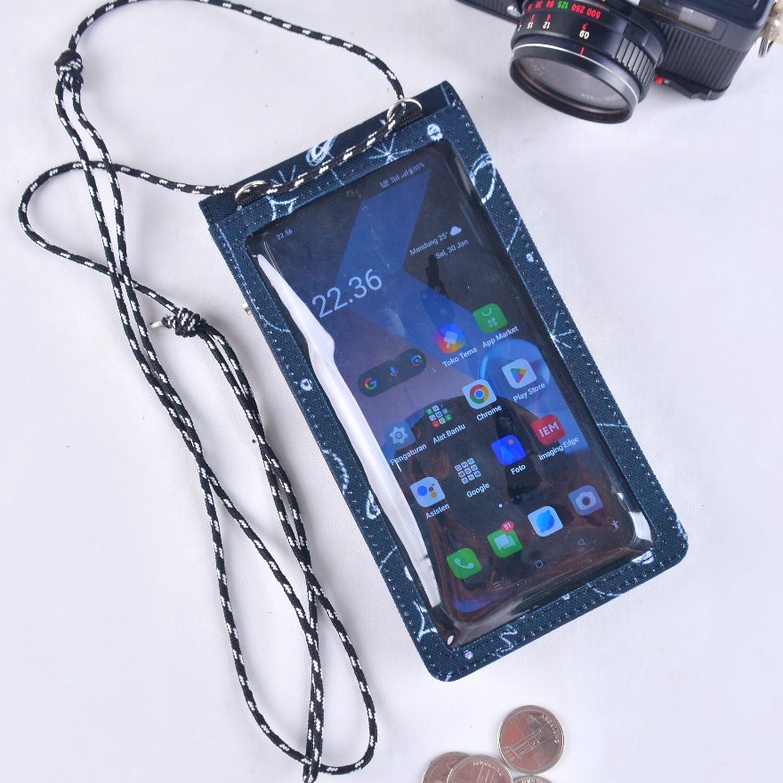 ART V96K Joy Black Cosmos  Tas Dompet Hp Pria Kalung Gantung Leher Dompet Kartu Cowok Cardholder Sel
