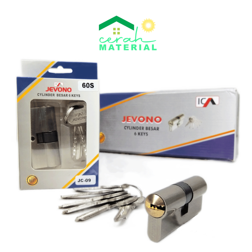 JEVONO SIlinder Kunci Pintu Kecil PREMIUM ukuran 60 S Door Cylinder - 6 Anak Kunci Tahan Lama dan Be