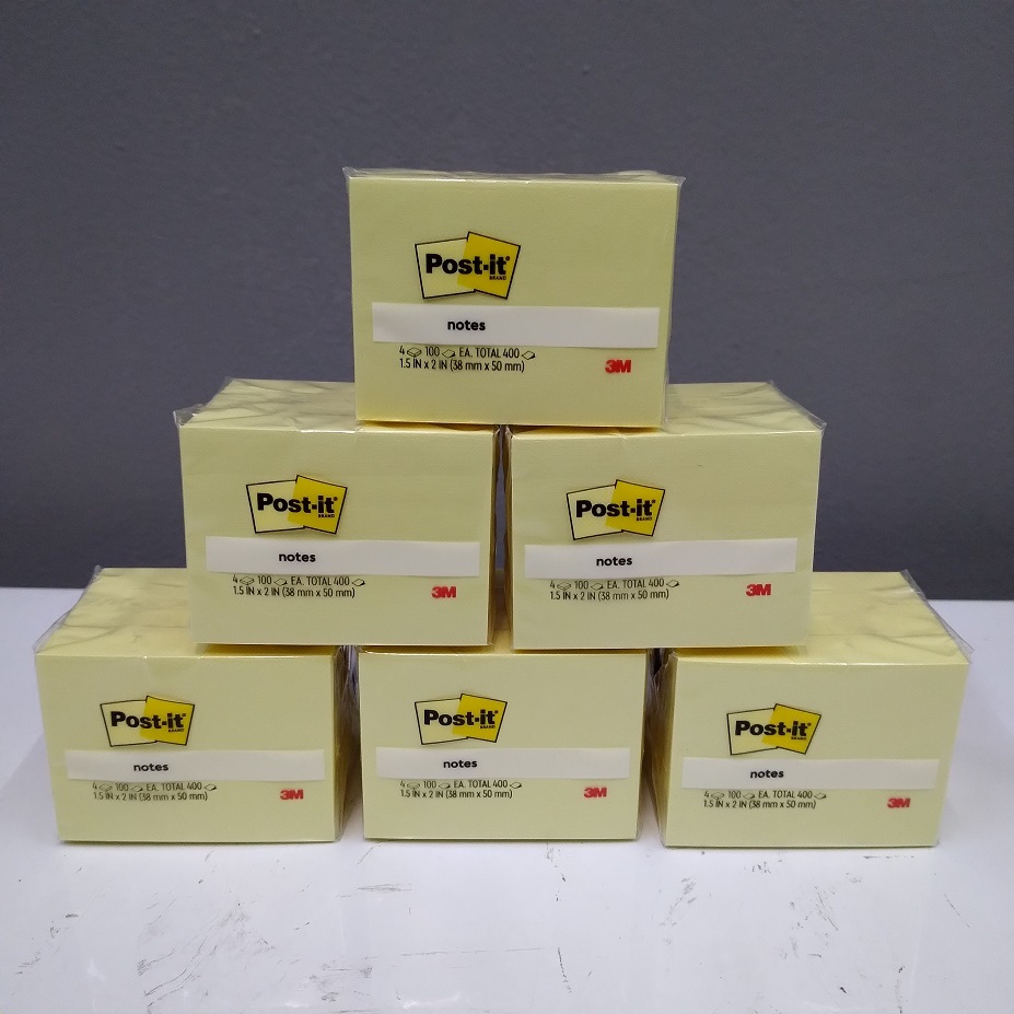 

3M Post It Super Sticky Notes 653-4CY Canary Yellow 1.5 inch x 2 inch