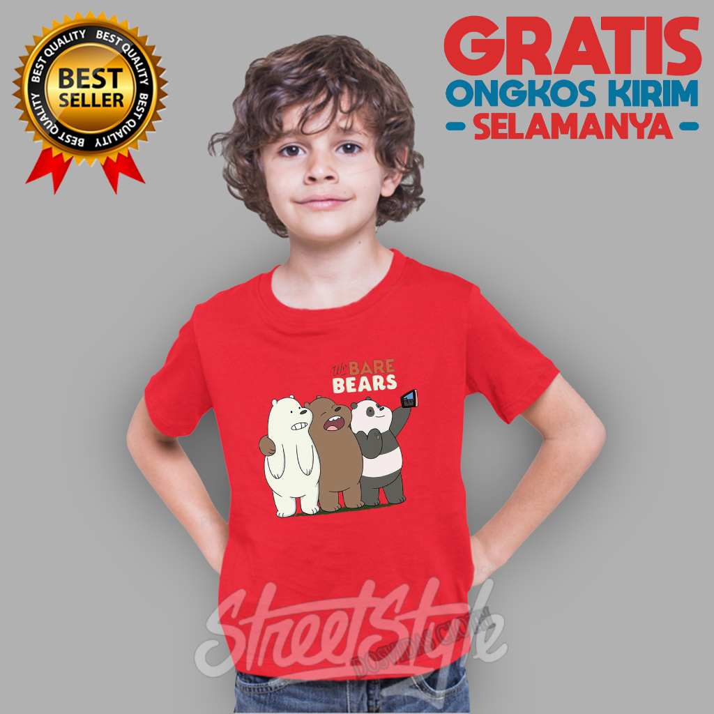Kaos Anak / Baju Anak / Tshirt Anak Motif WE BARE BEARS FAVORIT