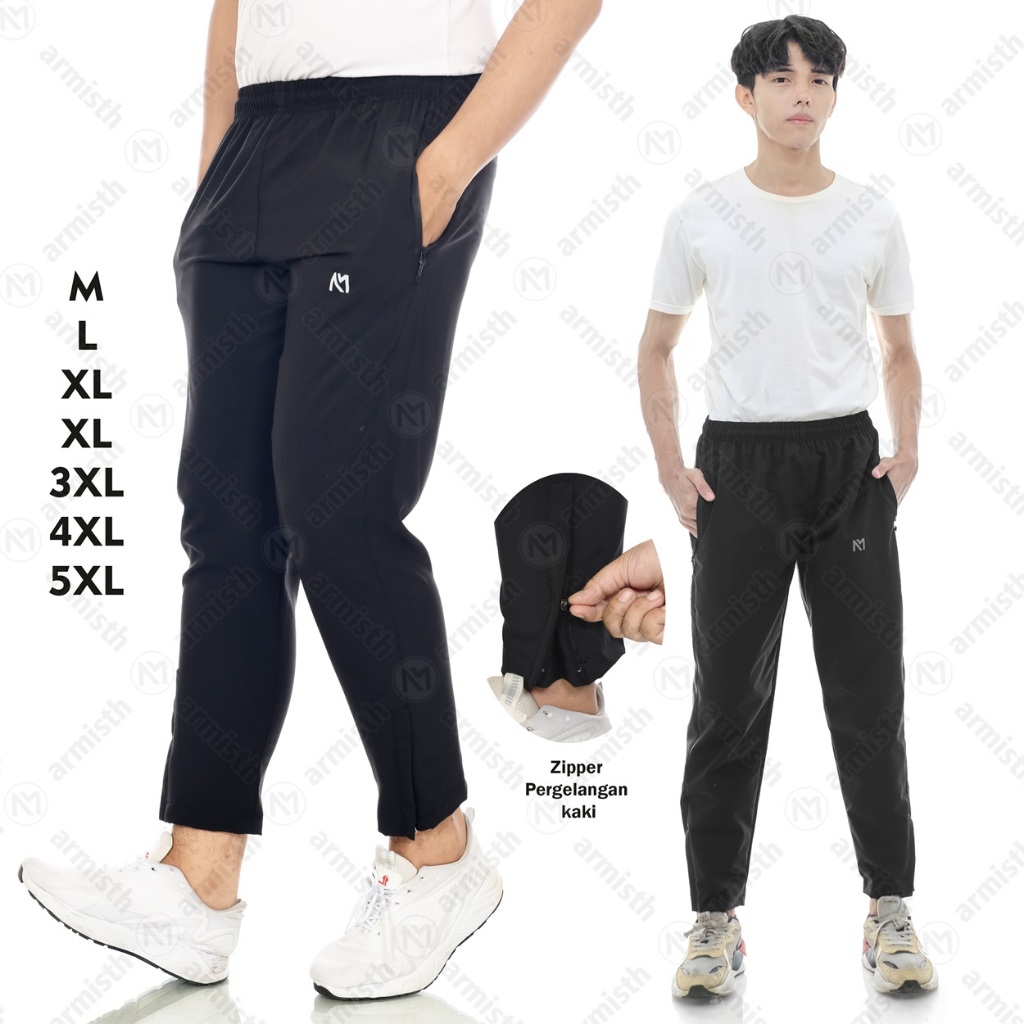 Armisth - Celana Training Parasut Micro Pria Stretch / Celana Olahraga Pria Standar dan Jumbo