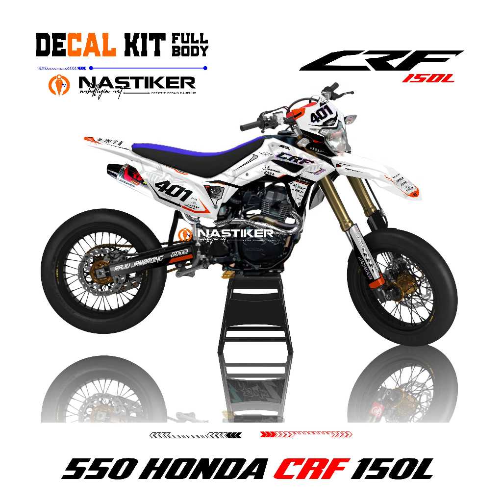 Decal CRF 150 L putih kombinasi - Stiker Sticker Decal crf kombinasi stabilo dan hologram Full Body