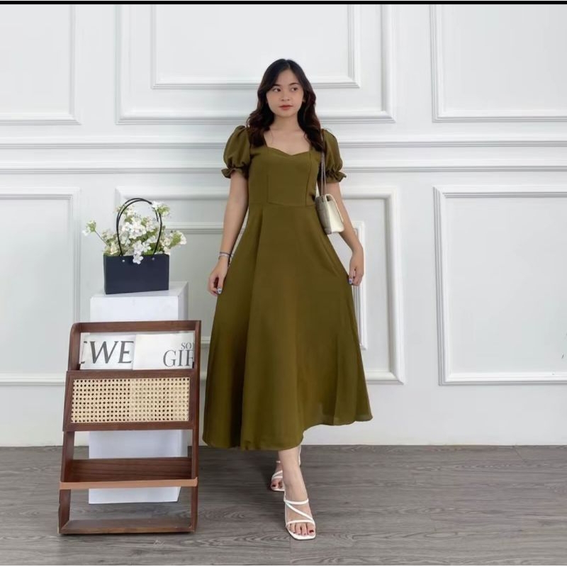 Moana Dress Panjang Warna Army