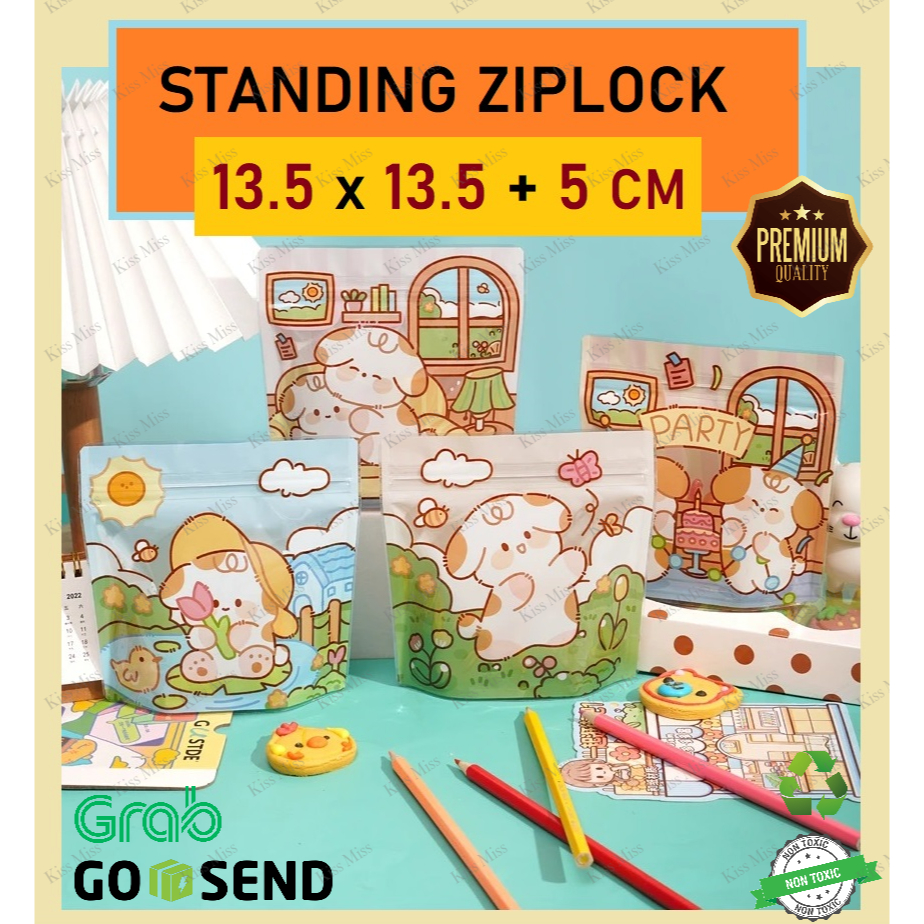 

13.5x13.5 - STANDING ZIPLOCK SNACK BAGS - lucu - FANCY - kue - snack - zipper - kemasan - goodie bag - ulang tahun - kartun - bingkisan permen – candy