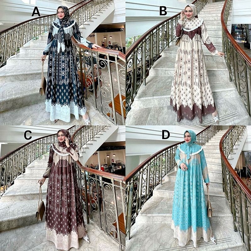 Azura Dress by Princes || Set Gamis Hijab Segiempat