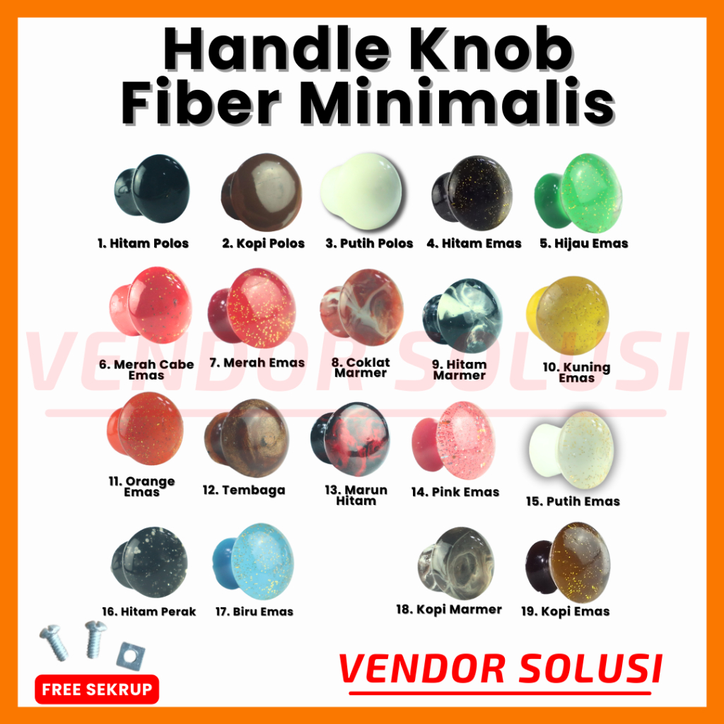 Handle Tarikan Knob Knop Fiber Laci Lemari Kecil Plastik Kaca Kayu