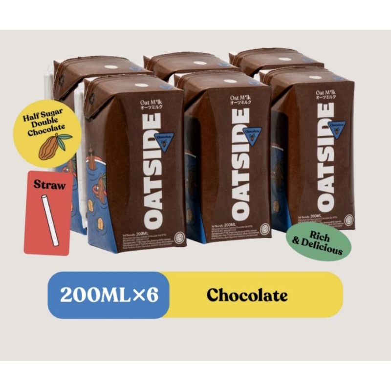 

OATSIDE MINI Straw Oat Milk Chocolate Malt 200ml (6pcs) (Kemasan dengan Sedotan)