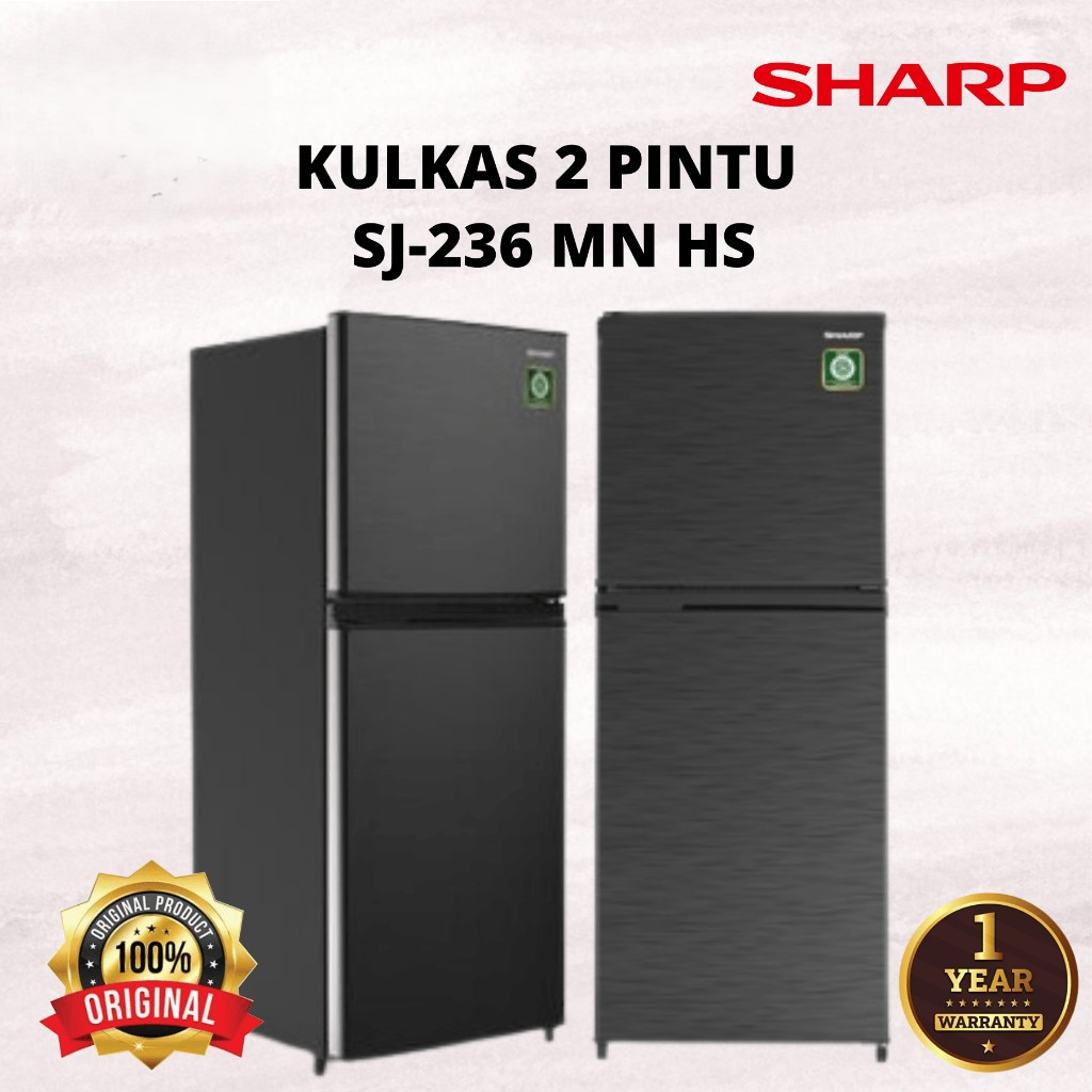 SHARP Kulkas 2 Pintu Lemari Pendingin 200 Liter Silver NEW SJ-236MN-HS Garansi Resmi