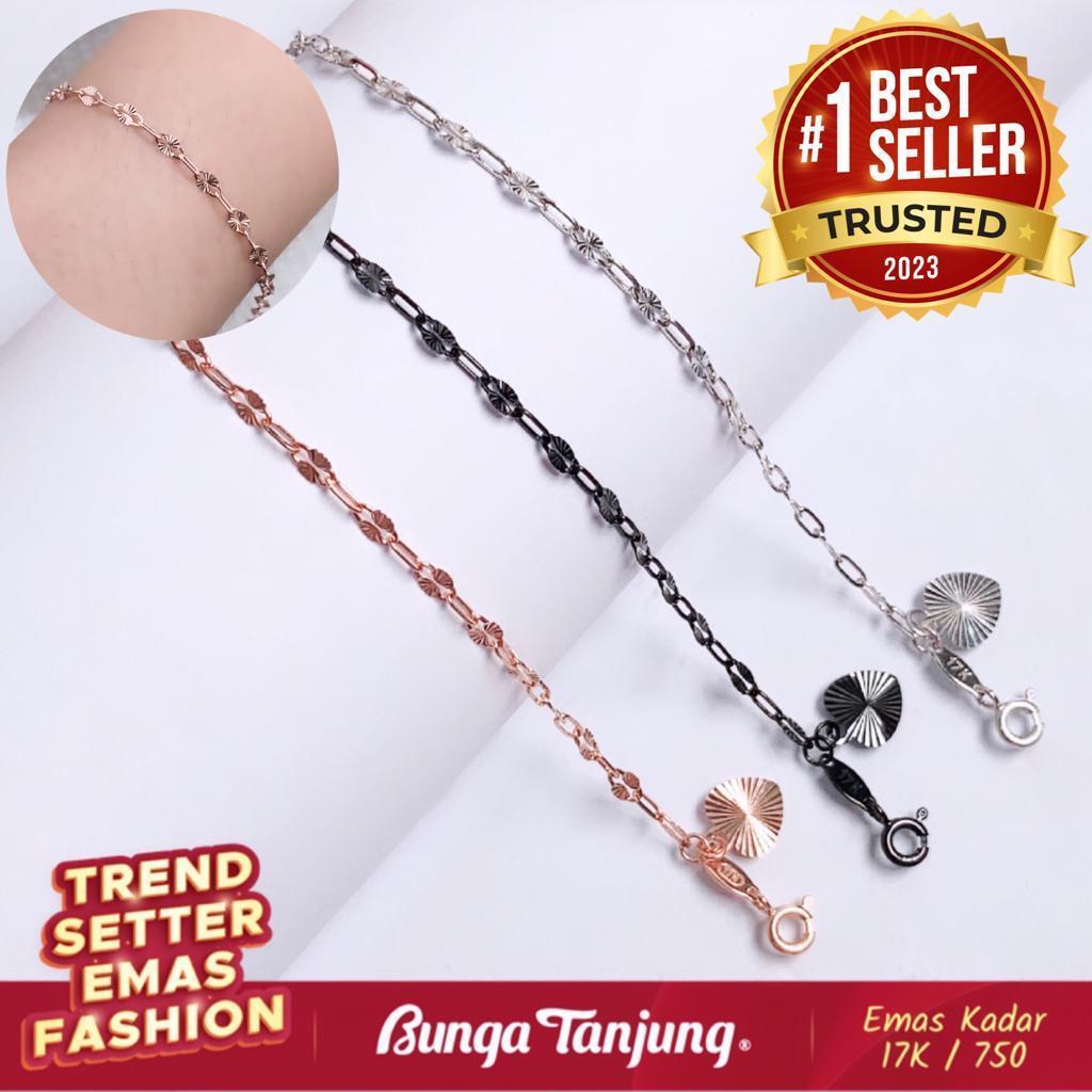 Gelang Areso - Emas 17K - Bunga Tanjung