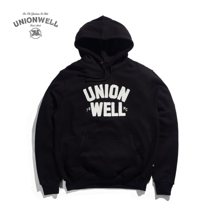 Hoodie Unionwell Hitam - Basic White Logo Sweatershirt Unisex