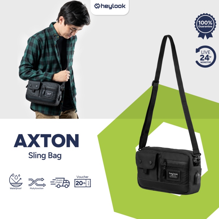 KODE P46Y HEYLOOK Official  Sling Bag AXTON Multyfungsi 3 in 1 Hand Bag Kulit AntiAir Tas Selempang 