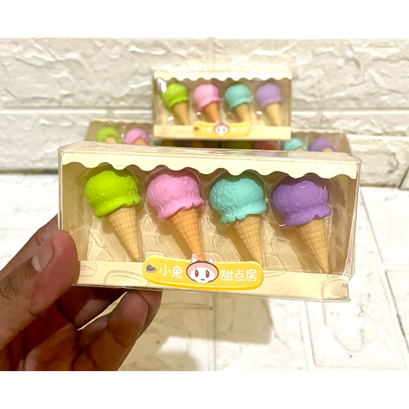 

4 pcs penghapus pensil karakter es krim cone