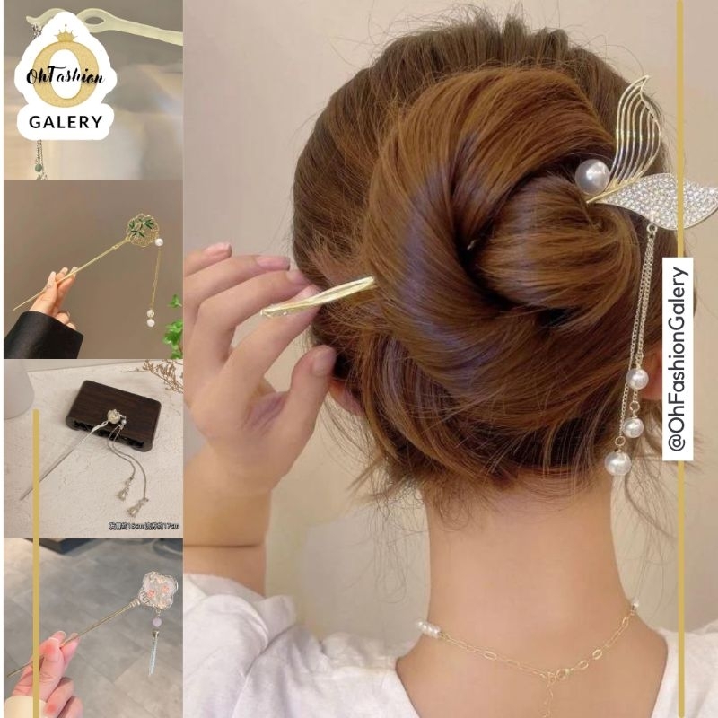 OHFASHION Tusuk Konde Rambut Korea Tusuk Konde Sanggul Hiasan Rambut Bahan Alloy