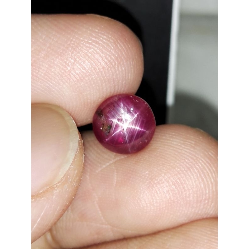 Natural Ruby Star 8x8x3.5 mm 2.25 Ct Red Super Unik Star Samping Merah Delima Kristal Round Cabochon