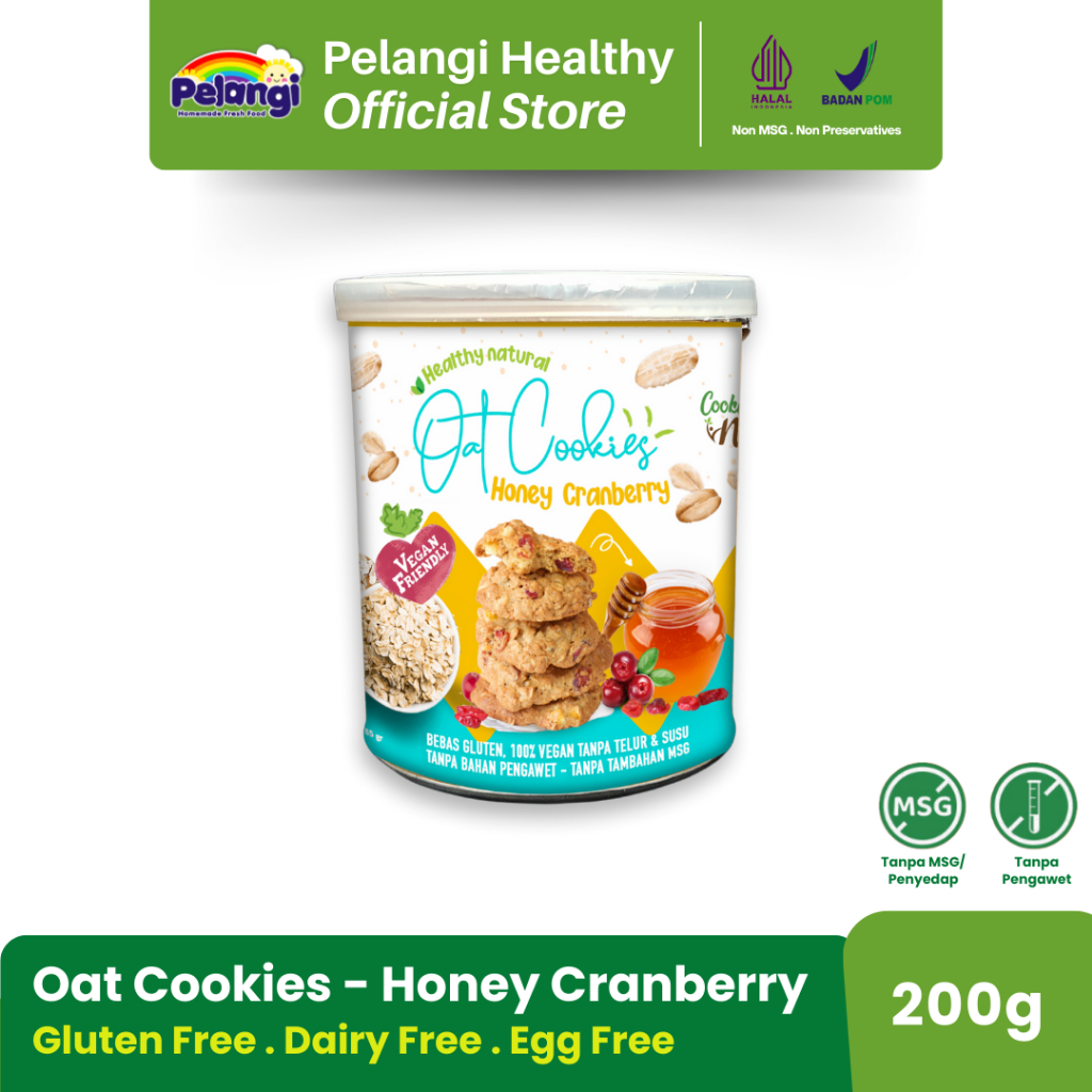 

PELANGI Honey Cranberry Oat Cookies Gluten Free 100% vegan - Dairy Free Egg Free No Preservative Halal