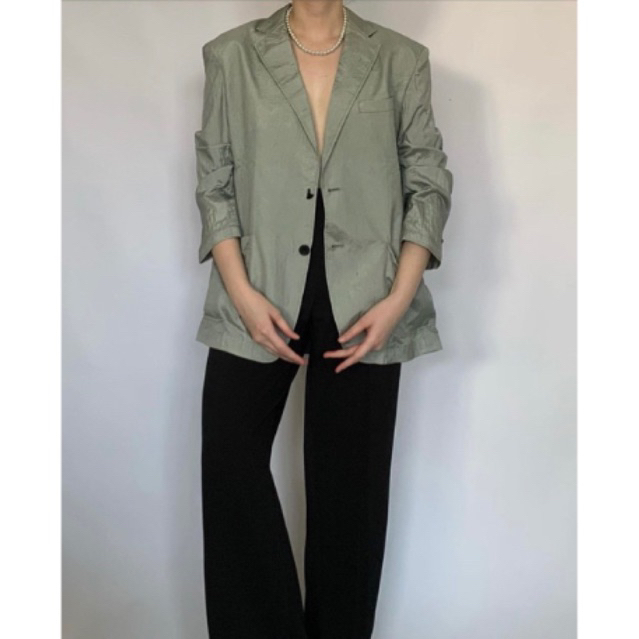 Recycled - Mint Parachute Blazer - Outer Jas Warna Hijau Mint Bahan Parasut