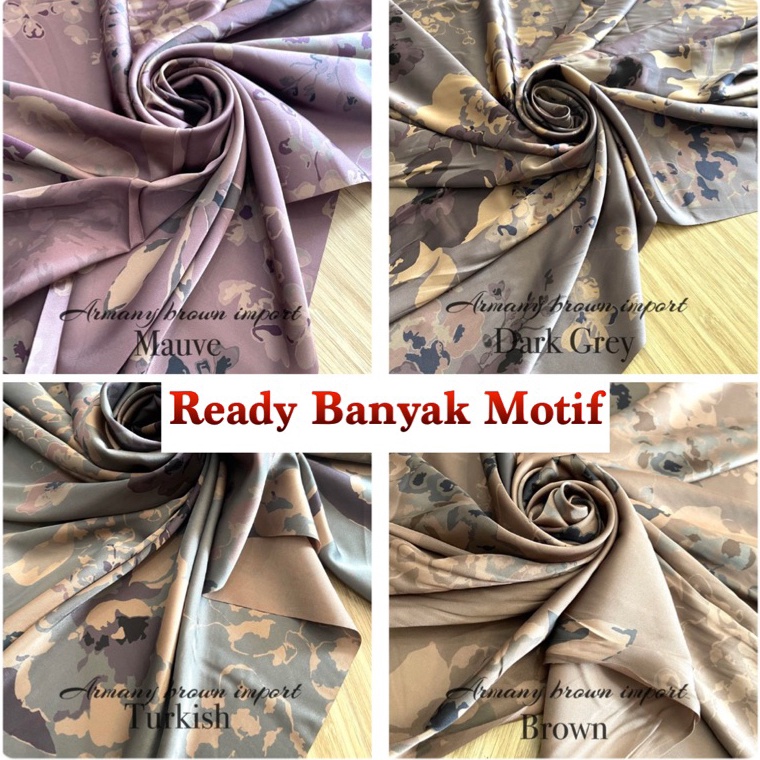 Best Seller Bahan Kain Armani Silk Ecoprint brown Premium mewah  armany silk abstrak  kain silk mete