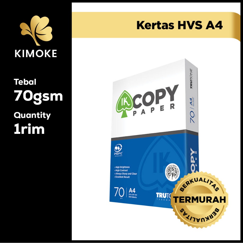 

KIMOKE Kertas HVS A4 Murah Berkualitas - 70gsm - 1 Rim