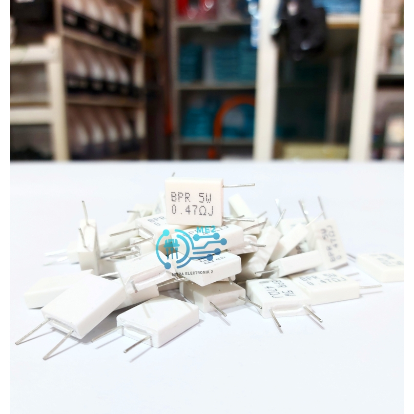 Resistor Noble 5 watt Kapasitor Kapur Berdiri 0,47 Ohm