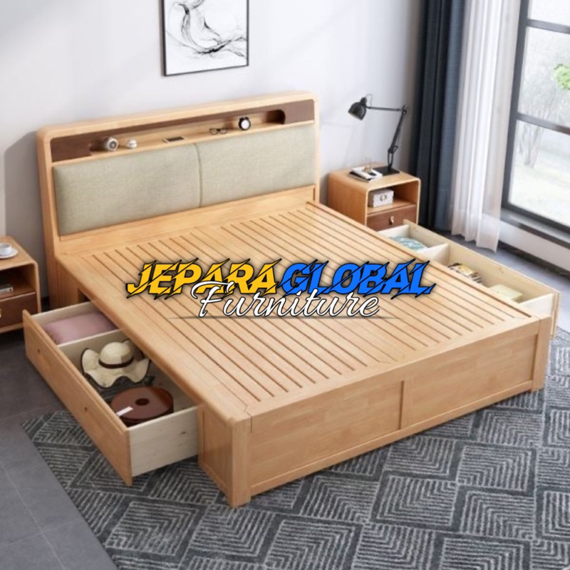 Dipan tempat tidur minimalis Jati blok laci modern (dipan laci jati,dipan jati terbaru,dipan minimal