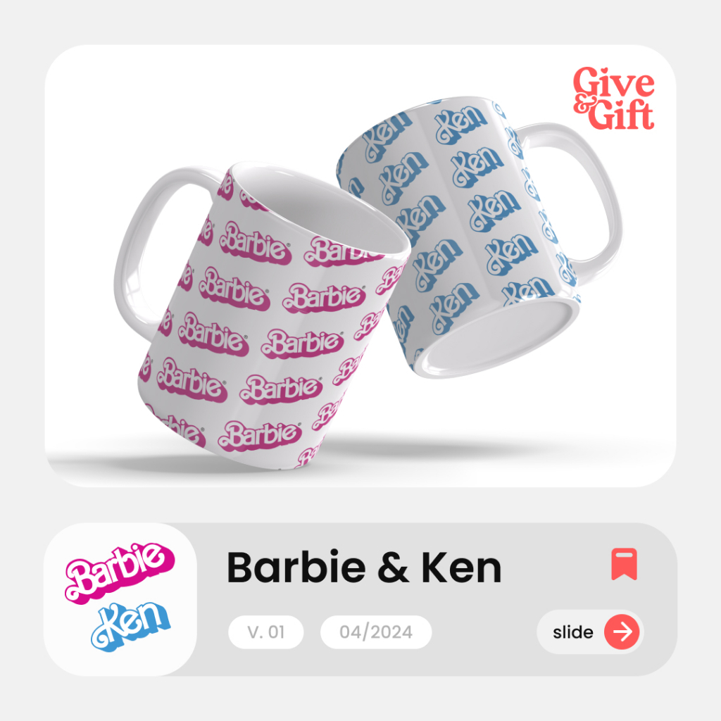 Mug Couple Barbie & Ken / Mug Barbie Ken / Mug Ken / Mug Pasangan / Hadiah Couple