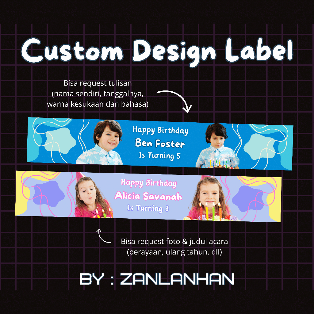 

Desain Kustom Label Ulang Tahun, Acara Perayaan, Hari Besar, dan lain - lain