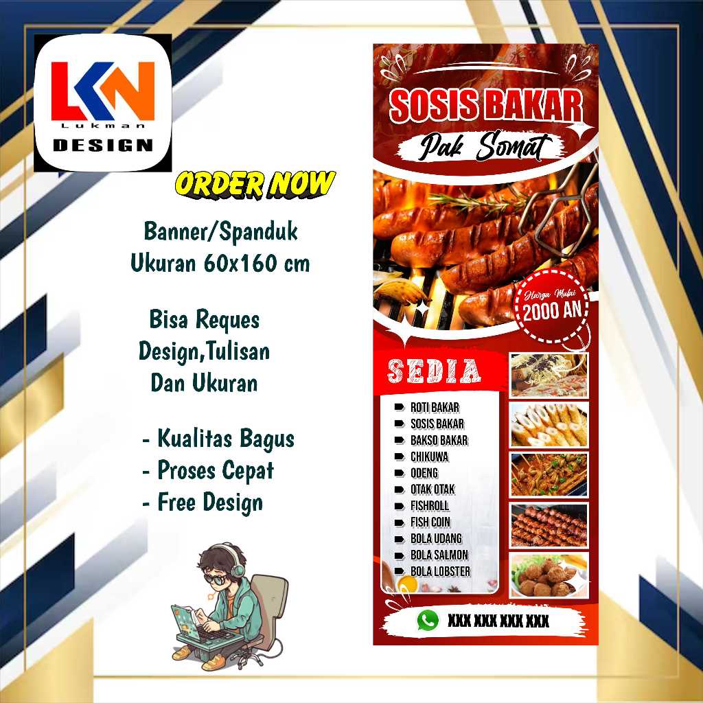 spanduk banner berdiri sosis bakar