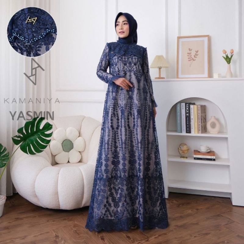 kamaniya yasmin dress / gamis pesta / gamis brukat