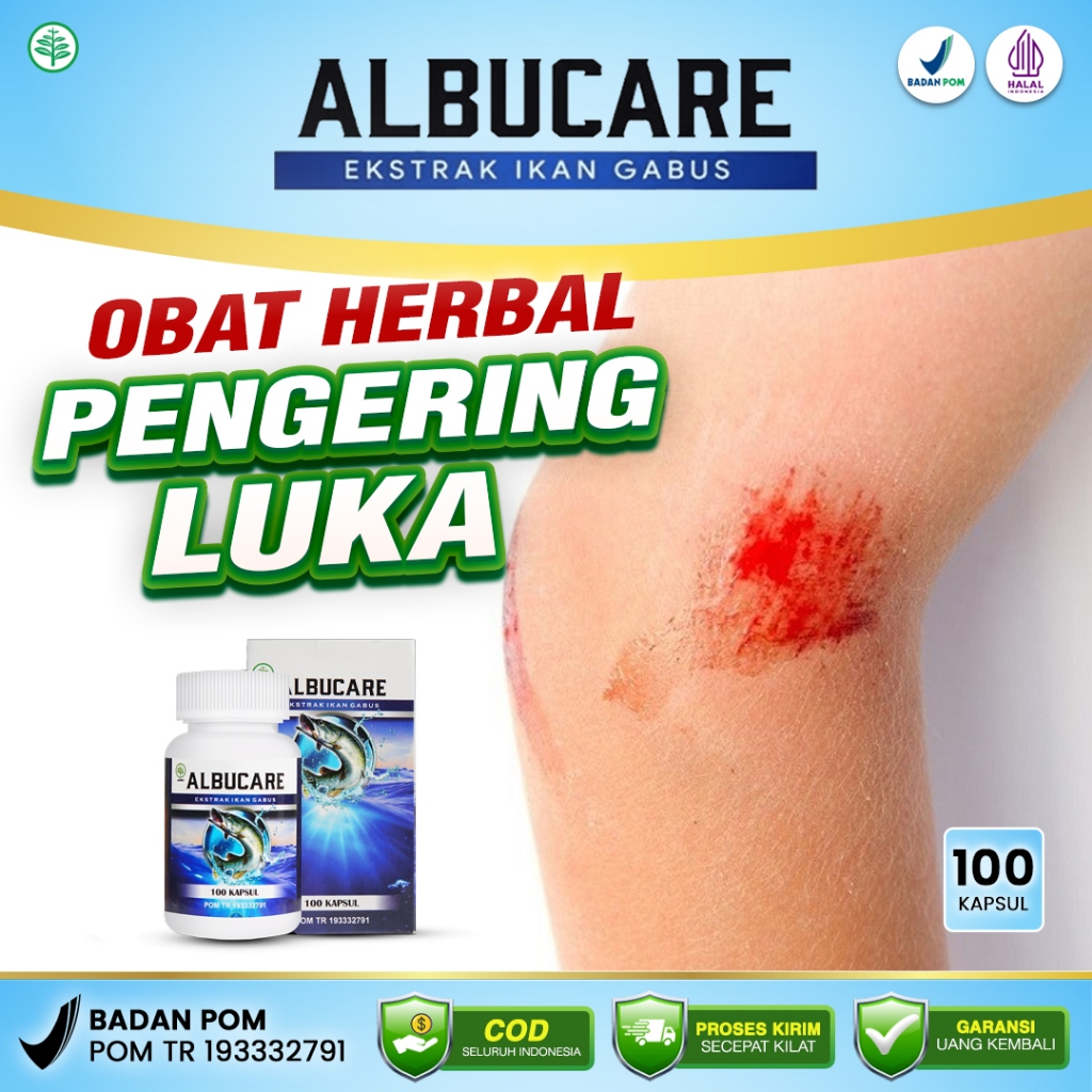 Albucare Suplemen Herbal 100% Original - Obat Luka Kecelakaan Luka Jatuh  Pengering Luka Luka Caesar
