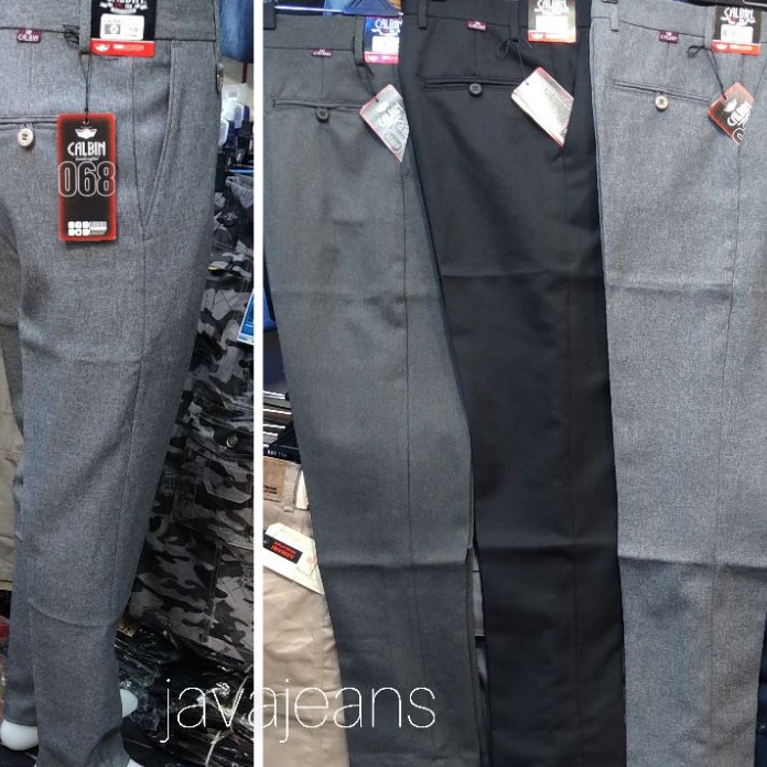 Terlaris CELANA BAHAN PRIA SLIMFIT KANTOR FORMAL CALBIN original bahan wol slimfit