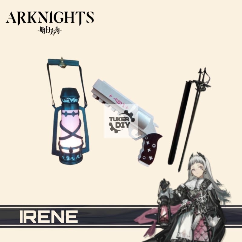 Props Cosplay Irene Game Arknights Costume Weapon Pistol Lentera Pedang Sword