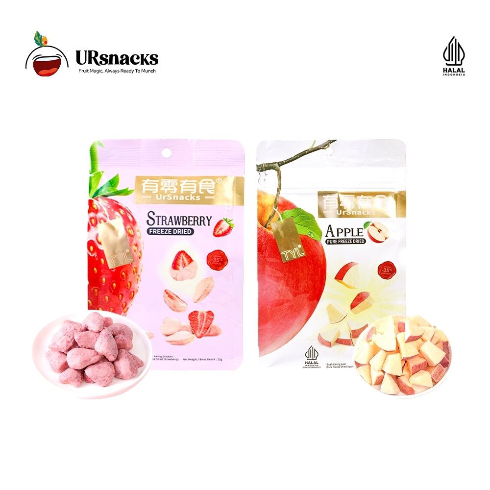 

URSNACKS Bundle Of 2 - Freeze Dried Keripik Sehat Strawberry + Apple