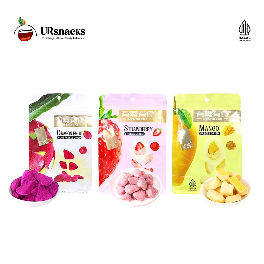

URSNACKS Bundle Of 3 - Freeze Dried Keripik Sehat Dragon Fruit + Mango + Strawberry
