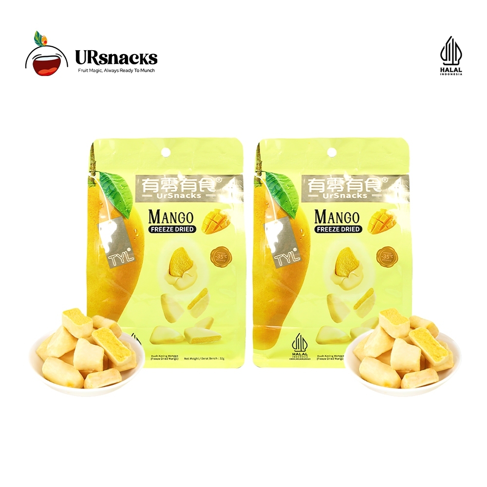 

URSNACKS BUNDLE OF 2 - FREEZE DRIED KERIPIK MANGO 32gr + MANGO 32gr Makanan Snacks Sehat Chips Crispy Food Snack Cemilan