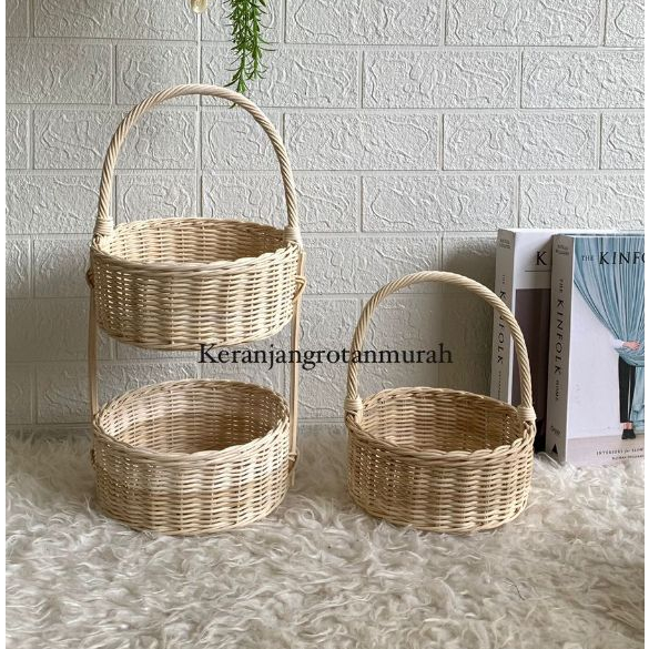 Keranjang Bumbu Rotan/Rak Bumbu Rotan/Keranjang Bawang Susun 2