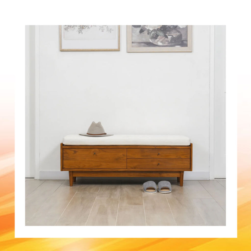 Bangku Sofa 3 laci kayu jati solid