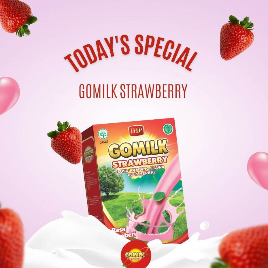 

GOMILK RASA STRAWBERY SUSU KAMBING ETAWA PLUS HERBAL 100% ORIGINAL