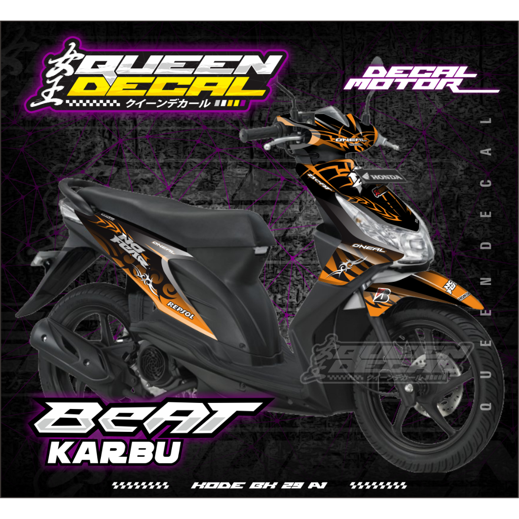 Stiker Full Body Motor Beat Karbu Desain Repsol  - Decal Stiker Full Body Custom - BK