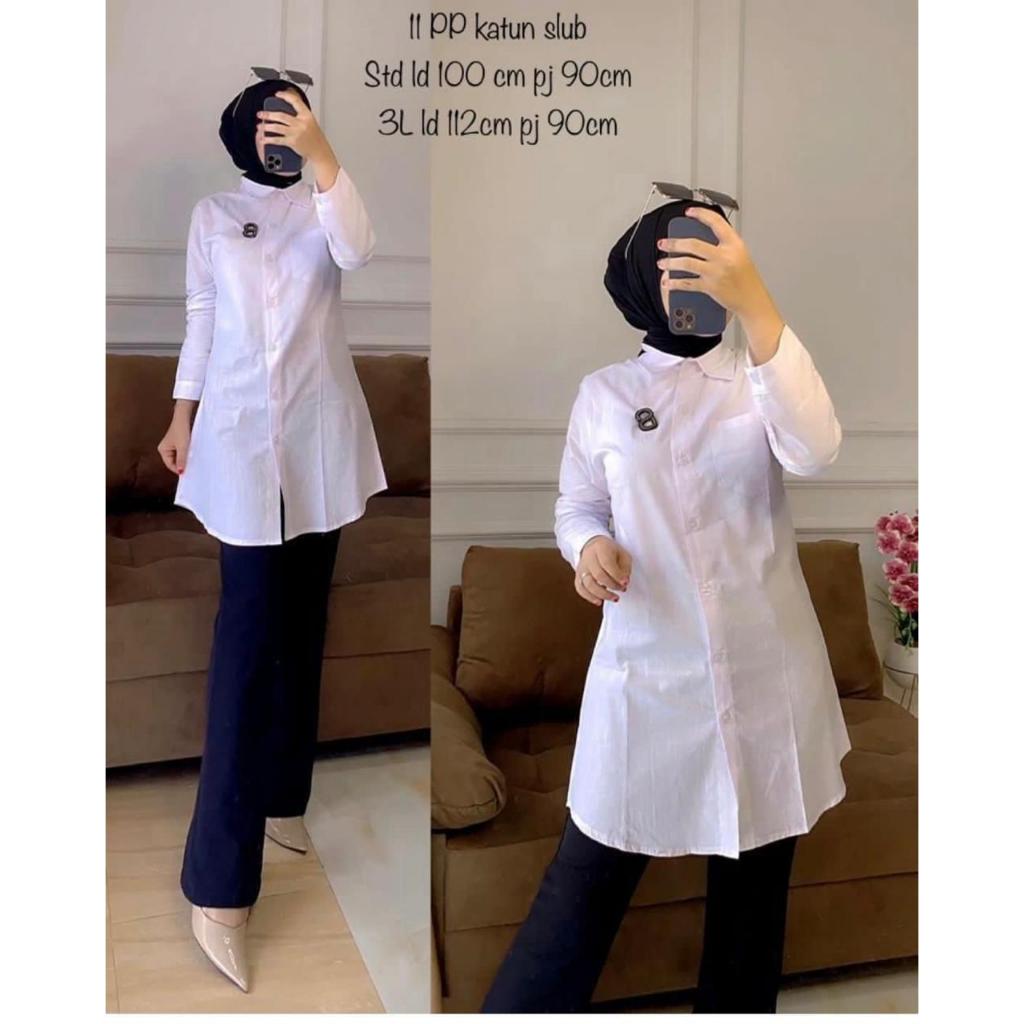 Baju Atasan Kemeja Putih Tunik Wanita