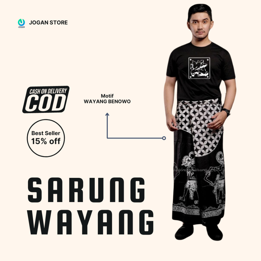SARUNG WAYANG BENOWO PRIA DEWASA / SARUNG BATIK WAYANGAN / SARUNG GUNUNGAN / SARUNG BATIK AZ-ZAHIR