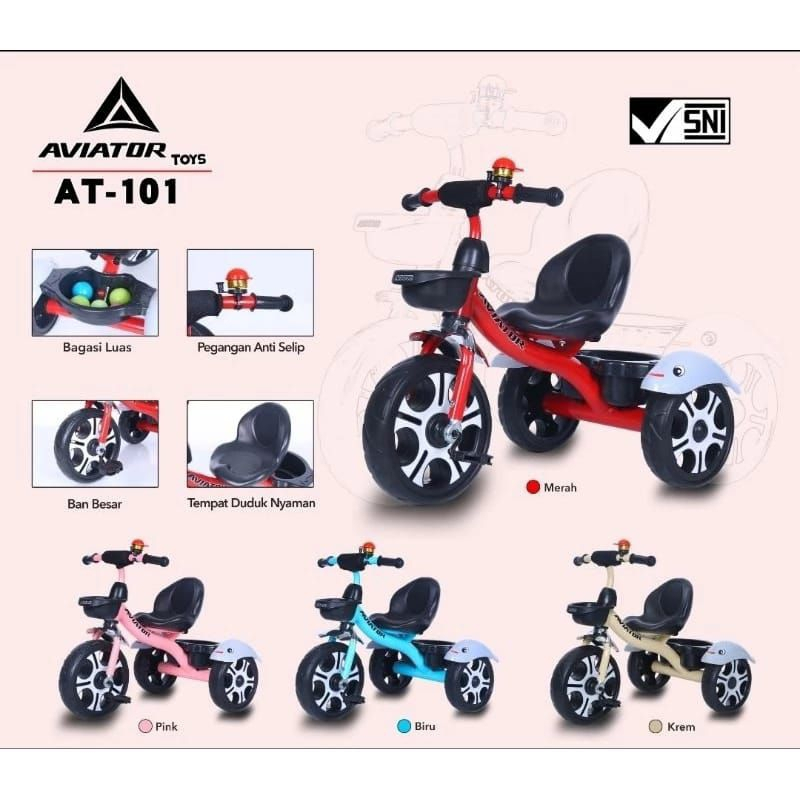 Aviator Sepeda Roda Tiga Anak AT 101 - Sepeda Roda Tiga Bel Ban Karet