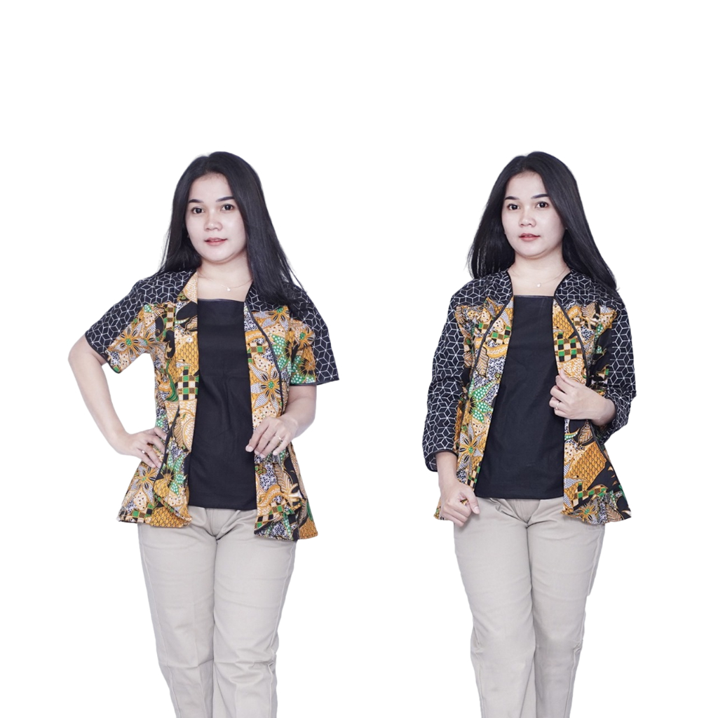 Putri Nasya - Atasan Big Size Batik Blouse Panjang Pendek Wanita Ukuran M,L,XL,2L,3L,4L,5L,6L,7L