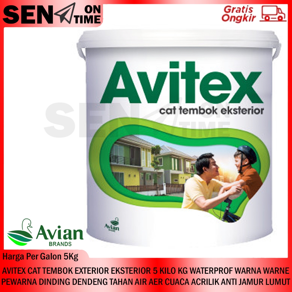 AVITEX CAT 5 KILO 5KG TEMBOK EXTERIOR EKSTERIOR WATERPROF GALON KALENG CATT ACRYLIC COPOLIMER PERLIN