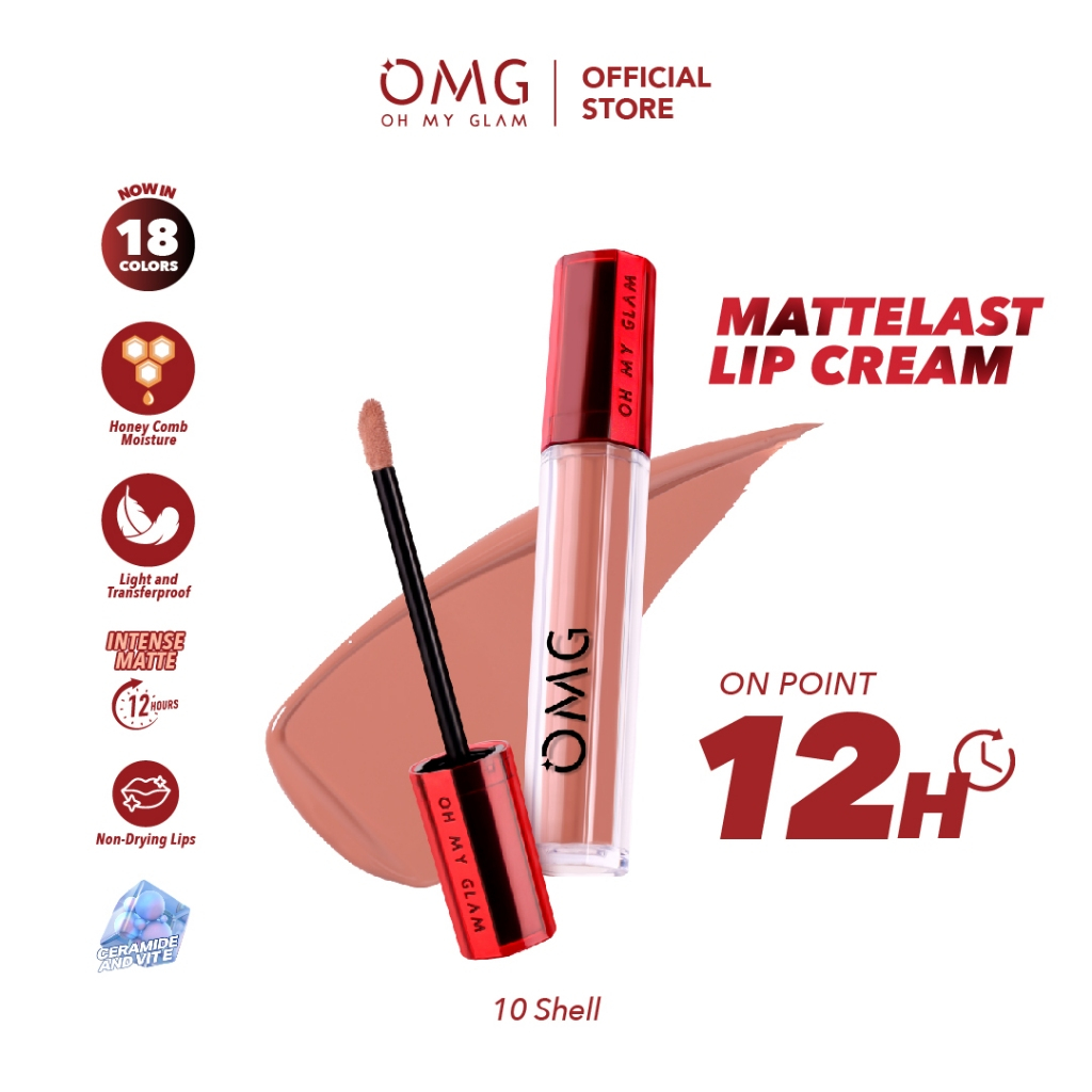 OMG OH MY GLAM Mattelast Lip Cream 10 Shell 2.9 g  -  Lip Cream Matte Dengan Warna Intense, Tahan La