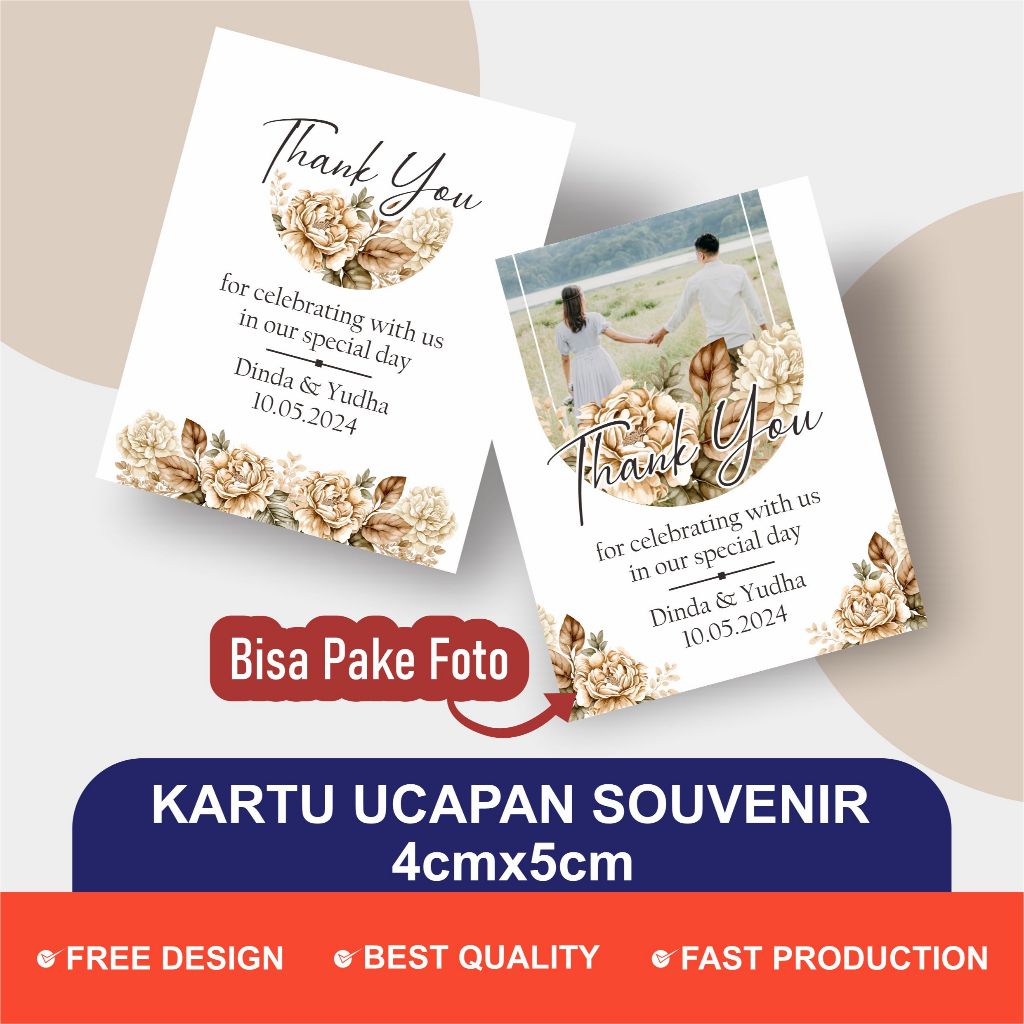 Kartu ucapan souvenir | Kartu Souvenir Pernikahan | Kartu Ucapan Terimakasih Wedding 004 G