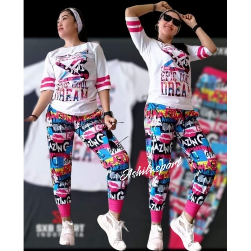 STELAN OLAHRAGA WANITA SXB SHORTSLEVE AND JOGGER